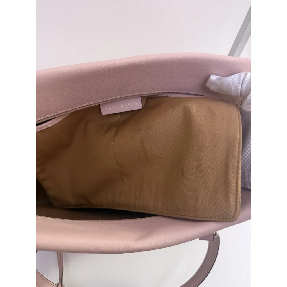 Tory Burch Parker Tote Pink Leather Bag Purse Classic Preppy Zip Top‎